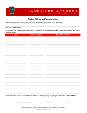 Student Pick-Up and Transportation Permission