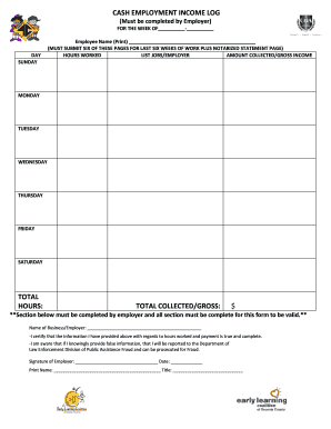 Cash Employment Income Log
