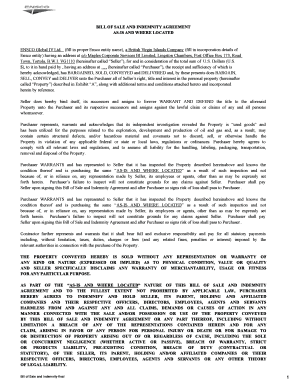 BILL OF SALE AND INDEMNITY AGREEMENT