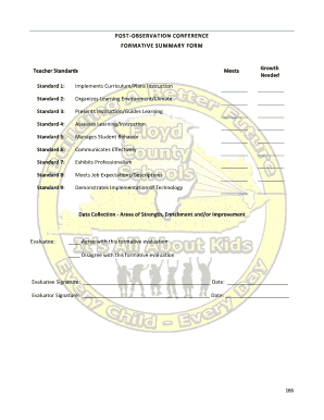 Teacher Post-Observation Formative Summary Form
