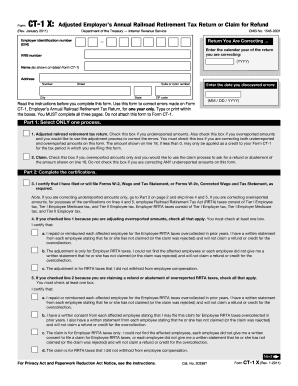 Form CT-1 X: Adjusted Employer’s Annual Railroad Retirement Tax Return