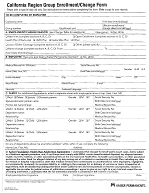 California Region Group Enrollment/Change Form