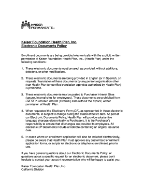 Kaiser Permanente Enrollment and Change Form