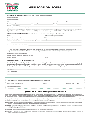 Krispy Kreme Fundraiser Application Form