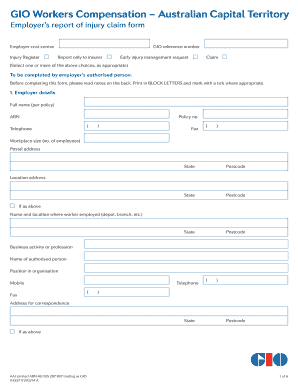 GIO Workers Compensation Injury Claim Form