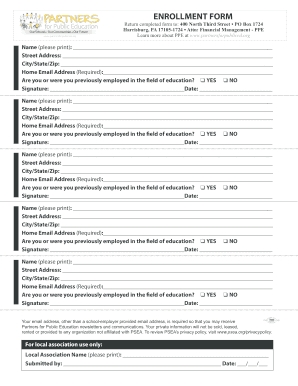 Partners for Public Education Enrollment Form