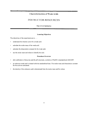 Characterization of a Weak Acid Report Sheet