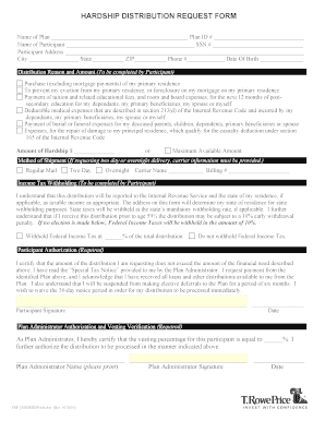 Hardship Distribution Request Form