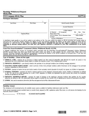 401(k) Hardship Withdrawal Request Form