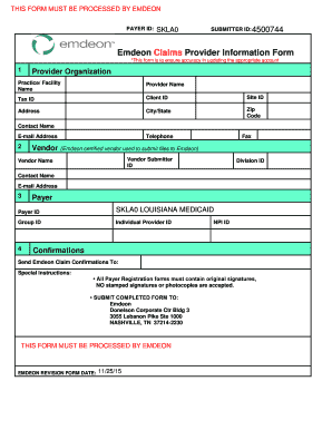 Emdeon Claims Provider Information Form