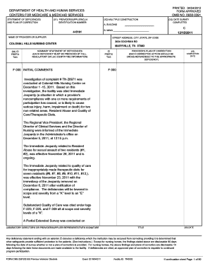 Statement of Deficiencies and Plan of Correction