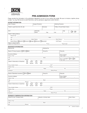 Pre-Admission Form
