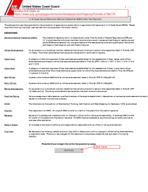 US Coast Guard Merchant Mariner Credential (MMC) User-Fee Payment