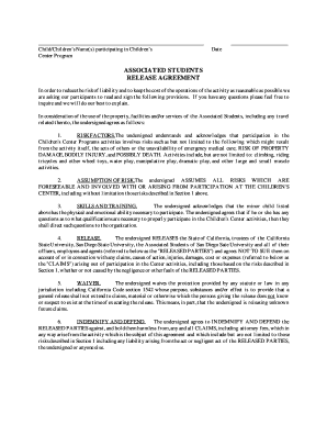 Children's Center Program Release Agreement