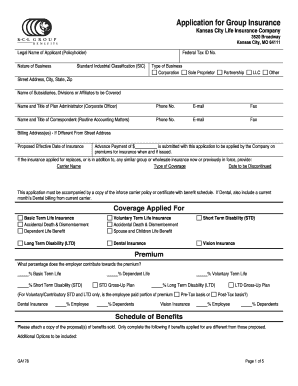 Group Insurance Application Form