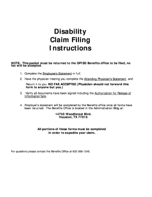 Disability Claim Filing Instructions