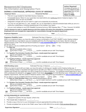 PG&E Leave of Absence Pay Information and Designation Form