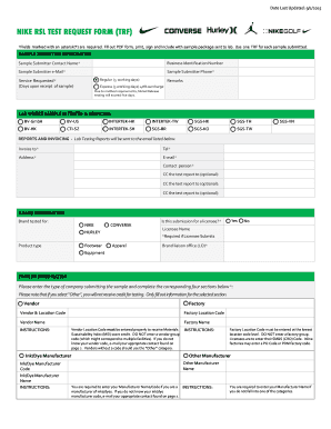 Nike RSL Test Request Form