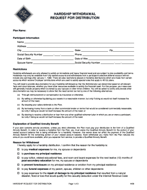 401k Hardship Withdrawal Request Form