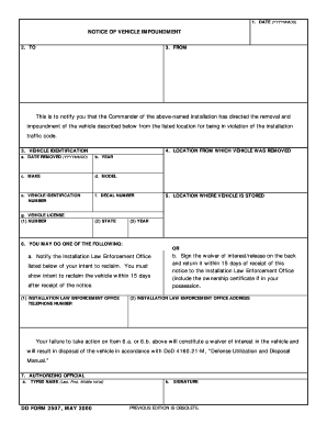 Notice of Vehicle Impoundment