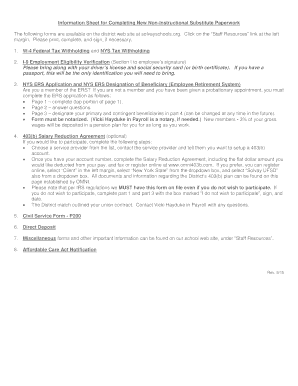 New Non-Instructional Substitute Paperwork
