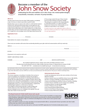 John Snow Society Membership Application