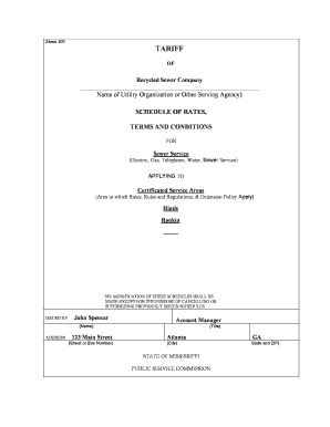 Mississippi Water Service Tariff