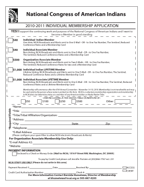 National Congress of American Indians Membership Application