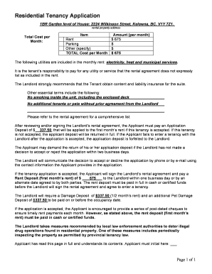 Residential Tenancy Application