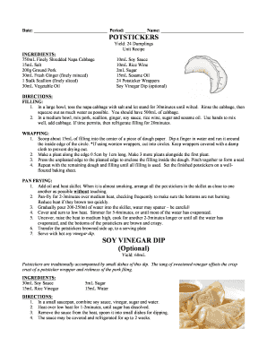 Potsticker Recipe Template