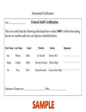 Federal Staff Certification Form