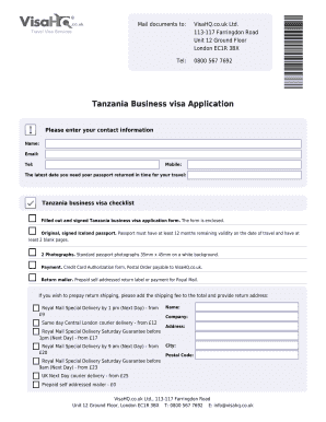 Tanzania Business Visa Application Form