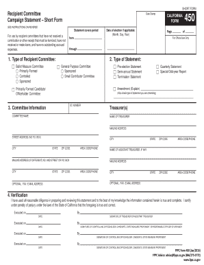 California Form 450 - Campaign Statement