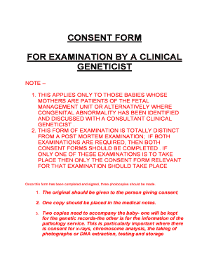 Consent Form for Examination by a Clinical Geneticist
