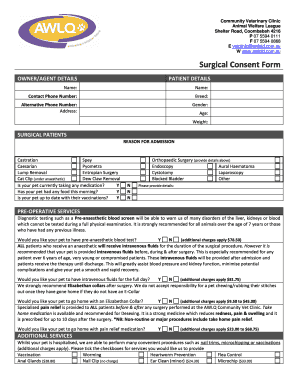 Surgical Consent Form for Pets