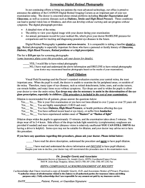 Retinal Photography and Pupil Dilation Consent Form