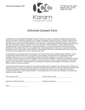 Informed Consent Form for Massage Therapy