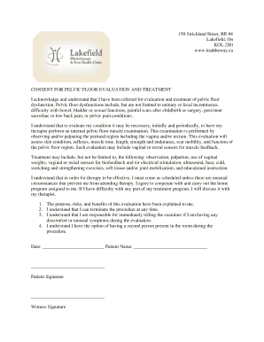 Consent for Pelvic Floor Evaluation and Treatment