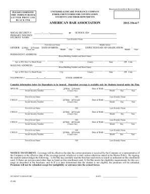 American Bar Association Student Insurance Enrollment Form