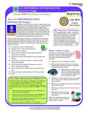 4-H Performing Arts Recreation Activity Page