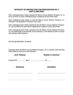 Affidavit for Quit Claim Deed Preparation