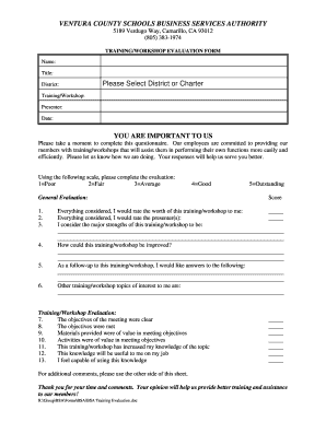 Training Workshop Evaluation Form