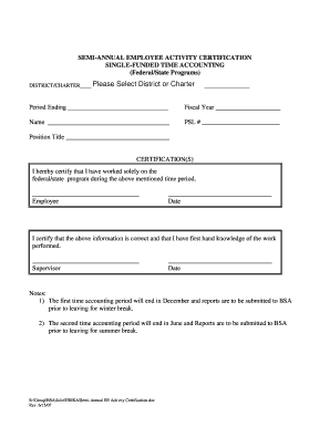 Semi-Annual Employee Activity Certification