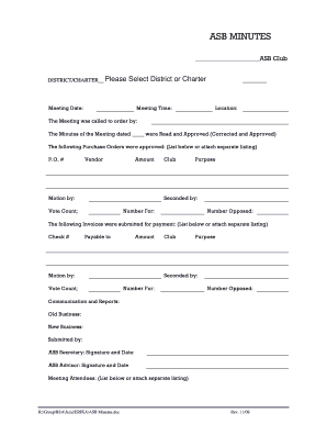 ASB Club Meeting Minutes