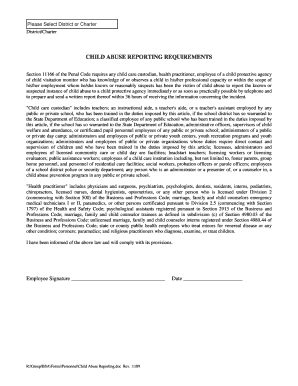 Child Abuse Reporting Requirements Form