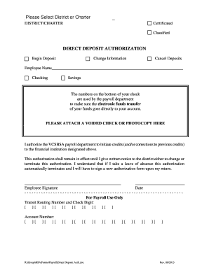 Direct Deposit Authorization Form