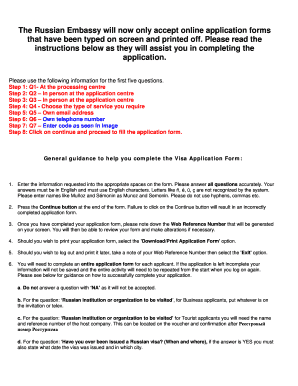 Russian Visa Application Form