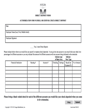 Direct Deposit Authorization Form
