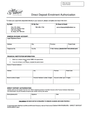 Direct Deposit Enrollment Authorization