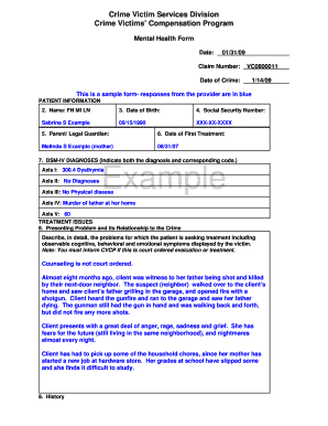 Crime Victims' Compensation Mental Health Form
